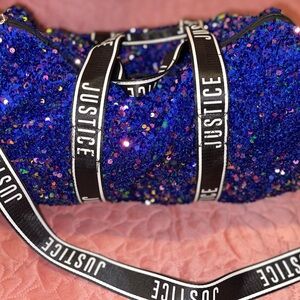 Justice Sparkling Blue Sequin Travel Bag